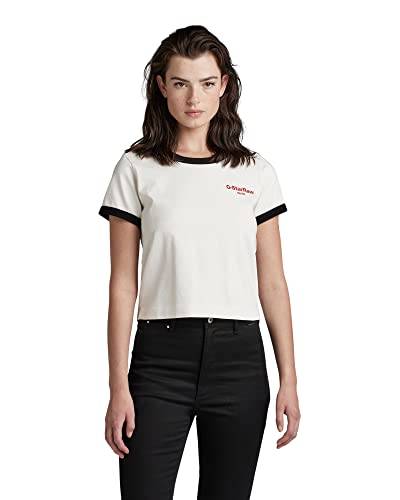 G-STAR RAW Damen Cropped Baby Brother Ringer, Mehrfarben (milk/dk black D22790-D274-8751), M von G-STAR RAW