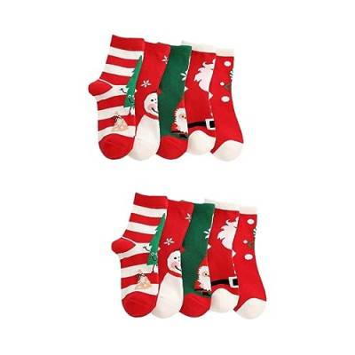 GALPADA 10 Paar Weihnachtssocken Kälteschutz Socke Geschenke für Mädchen Strumpfwaren Wintersocken für Mädchen kinder strümpfe mittlere Socken Karikatur Baumwollsocken Cartoon-Socken Baby von GALPADA