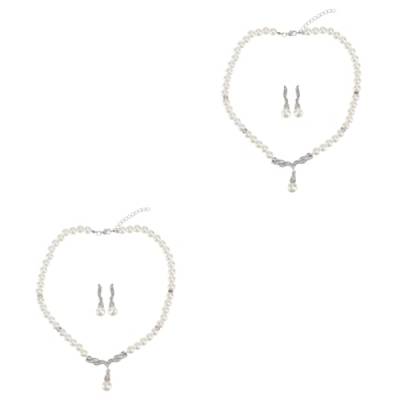GALPADA 3 Sätze Perlenkette Ohrringe Strasskette Für Damen Perlenketten Für Frauen Schmuckgeschenke Zum Muttertag Perle Ohrtropfen Ohrringe Für Frauen Mädchen Pullover Kette von GALPADA
