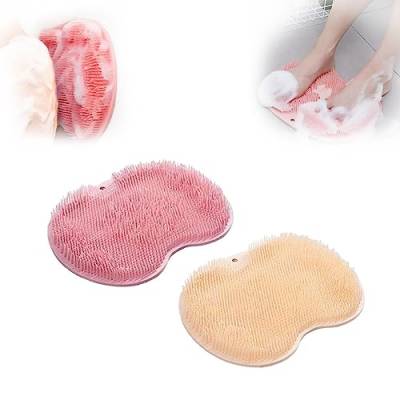 Rücken- und Fußwäscher, Rückenmassage-Artefakt mit Saugnäpfen, Badezimmer Dusch Fußmatte, Peeling-Fußbürste für abgestorbene Haut (A+C) von GAMIRA