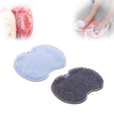Rücken- und Fußwäscher, Rückenmassage-Artefakt mit Saugnäpfen, Badezimmer Dusch Fußmatte, Peeling-Fußbürste für abgestorbene Haut (B+D) von GAMIRA