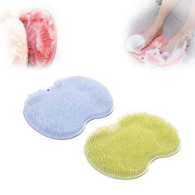 Rücken- und Fußwäscher, Rückenmassage-Artefakt mit Saugnäpfen, Badezimmer Dusch Fußmatte, Peeling-Fußbürste für abgestorbene Haut (B+E) von GAMIRA