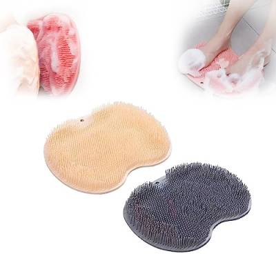 Rücken- und Fußwäscher, Rückenmassage-Artefakt mit Saugnäpfen, Badezimmer Dusch Fußmatte, Peeling-Fußbürste für abgestorbene Haut (C+D) von GAMIRA