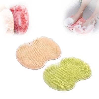 Rücken- und Fußwäscher, Rückenmassage-Artefakt mit Saugnäpfen, Badezimmer Dusch Fußmatte, Peeling-Fußbürste für abgestorbene Haut (C+E) von GAMIRA
