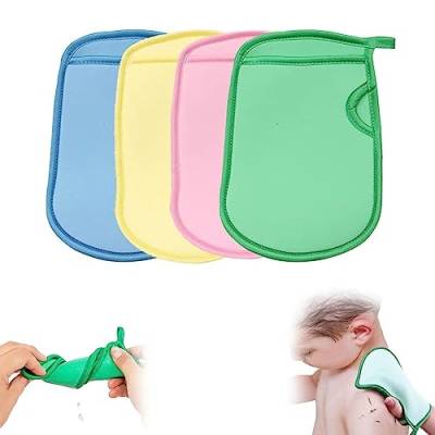 Superweicher Peeling-Badehandschuh, Doppelseitige schmerzfreie Badehandtuch Handschuhe, Reinigungsschwamm-Handschuh (4 Pcs) von GAMIRA