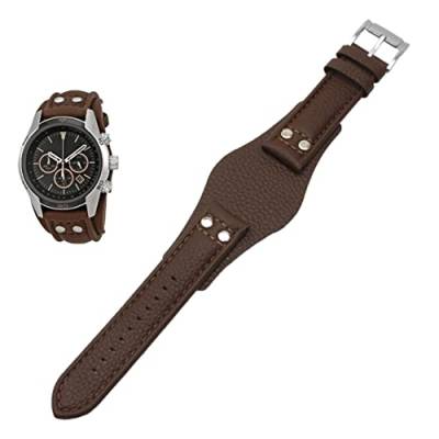 GANYUU Echtes Lederarmband für Fossil CH2592 CH2564 CH2565 CH2891CH3051 Armband 22 mm Herren-Tablett-Armband mit Nieten-Stil (Farbe: 21 mm, Größe: 22 mm) von GANYUU