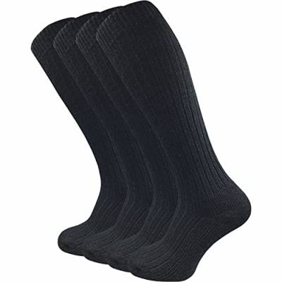 GAWILO 4 Paar warme Herren Norweger Kniestrümpfe mit extra dicker Plüschsohle (as3, numeric, numeric_39, numeric_42, regular, regular, schwarz, 39-42) von GAWILO