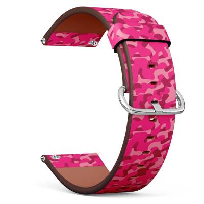 Veganes Leder Uhrenarmband 18mm 20mm 22mm 23mm | Rosa Camouflage Camo Pattern On Print Gurtband Mit Quick Release Pins von GBBoutiqueStore