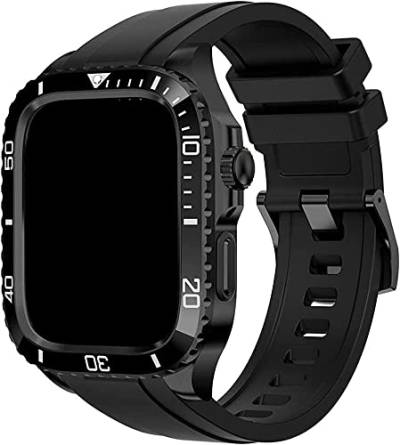 GHFHSG Edelstahl-Uhrengehäuse für Herren, Silikonbänder, für Apple Watch Serie 8/7, 45 mm, 44 mm, Nachrüst-Set, Metallrahmen, integriertes Armband, Uhr, Ersatzzubehör, 44mm, Achat von GHFHSG