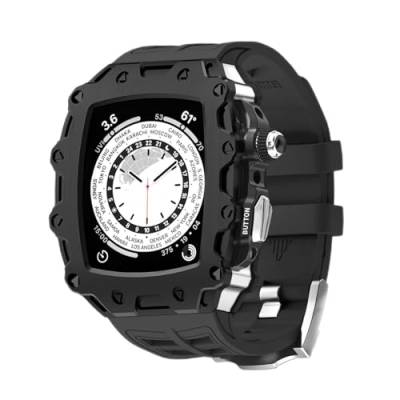 GHFHSG Modifikationsset für Apple Watch Serie 8, Serie 7, 45 mm, Metalllünette + Gummiband für iWatch Serie 6, SE, 5, 4, 44 mm, Mod-Abdeckung, 44mm, Achat von GHFHSG