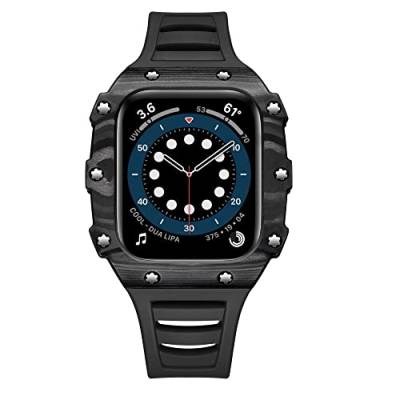 GHFHSG Nachrüst-Set für Apple Watch Serie 8, 45 mm, 44 mm, 40 mm, 41 mm, Gummiband und Karbonfaser-Abdeckung, iWatch Serie 7, 6, 5, 4, SE, 45MM For Series 8, Achat von GHFHSG