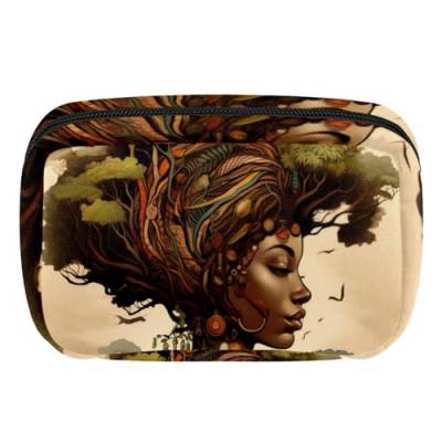 Reise Make up Tasche,Reise Kulturbeutel für Frauen,Abstraktes Pflanzenmuster der Afrikanerin von GIAPB