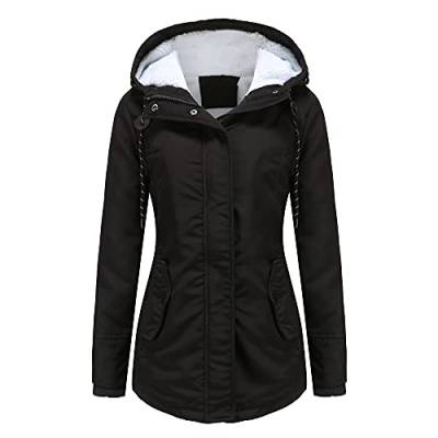 GITVIENAR Damen Wintermantel, Winterparka Gefüttert Slim Design mit Kapuze Elegant Warm Winter Jacke Parka Übergangsjacke Steppmantel Damen Frauen mädchen von GITVIENAR