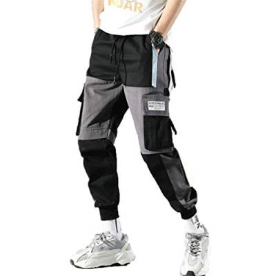 Streetwear Herren Cargo Haremshose Hip Hop Lässige männliche Trainingshose Joggerhose Harajuku Herrenhoses K171 Black Chinese Size XXL von GMFOSEOZ