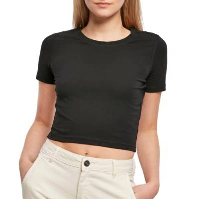 GO HEAVY Damen T-Shirt Crop Top Sportoberteil Fitness Freizeittop Yoga Workout Kurz Enganliegender Schnitt Bauchfrei Sommershirt (Schwarz, M) von GO HEAVY