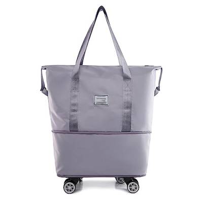 Erhöhebarer, erweiterter Damen-Trolley mit Radeinstieg, abnehmbarem Reisegepäck, soliden Nylon-Reisetaschen, Einkaufstaschen (Grau) von GOUDE