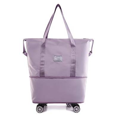 GOUDE Erhöhebarer, erweiterter Damen-Trolley mit Radeinstieg, abnehmbarem Reisegepäck, soliden Nylon-Reisetaschen, Einkaufstaschen (Lavendel) von GOUDE