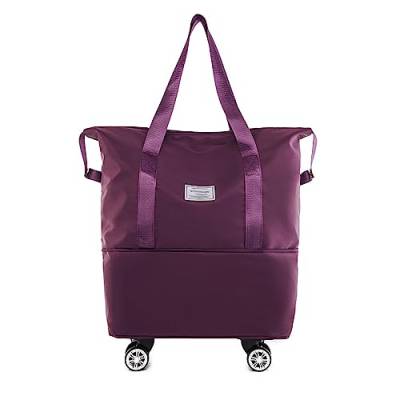 GOUDE Erhöhebarer, erweiterter Damen-Trolley mit Radeinstieg, abnehmbarem Reisegepäck, soliden Nylon-Reisetaschen, Einkaufstaschen (Lila) von GOUDE