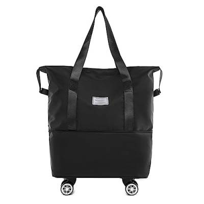 GOUDE Erhöhebarer, erweiterter Damen-Trolley mit Radeinstieg, abnehmbarem Reisegepäck, soliden Nylon-Reisetaschen, Einkaufstaschen (Schwarz) von GOUDE