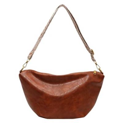 GSenhui Umhängetasche Damen Gross Weiche-Leder Crossbody Bag Breiter Gurt Große Kapazität Vintage Schultertasche Hobo-Tasche Beuteltasche Ledertasche für Schule Täglich von GSenhui