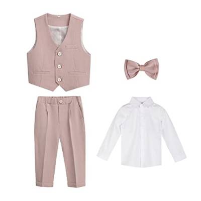 GUOCU 4/5/6 TLG Jungen Anzug Set,Kleine Jungen Frühling Formeller Kleidung Set Kinder Smoking Gentleman Outfits Festliche Hochzeit Anzüge Party Taufe Zweireihiger Kinderanzug Bekleidungsset 7-8 Jahre von GUOCU