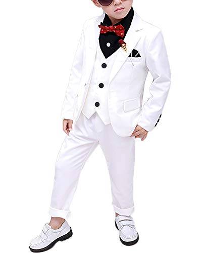 GUOCU Jungen Anzug Für Hochzeiten Und Viele Weitere Festliche Anlässe Gentleman Bekleidungsset Weiß 150CM von GUOCU