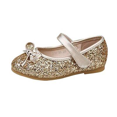 Kinder Mädchen Einzelne Schuhe Partei Glitzer Hochzeit Prinzessin Schuhe Ballerinas Single Casual Sneaker Gold 27 EU von GUOCU
