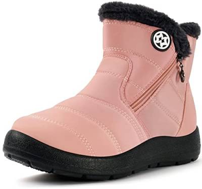 Gaatpot Winterstiefel Damen Winterschuhe Wasserdicht Warm gefütterte Schneestiefel Winter Kurzschaft Stiefel Boots Pink 41 von Gaatpot