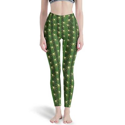 Gamoii Damen Yoga Leggings 3D Kaktus Pflanze Grün Bedruckte Sporthose Yogahose Hohe Taille Leicht Jogginghose White XL von Gamoii