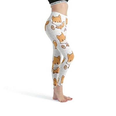 Gamoii Damen Yoga Leggings Orange Tier Netter Fuchs 3D Druck Sporthose Yogahose Hohem Bund Leicht Jogginghose White s von Gamoii