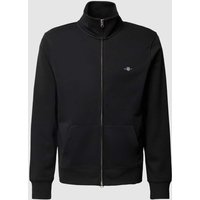 Gant Regular Fit Sweatjacke mit Label-Stitching in Black, Größe L von Gant