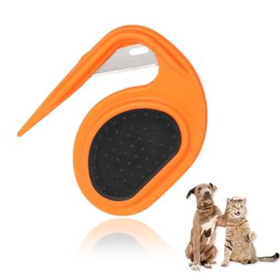 Haustier Knotenkamm für Katzen, Grooming Messer für langhaarige Haustiere entfernen, Knotenkamm für Hundekatzen, Safe Dog Detangler Katze Massage Kamm entfernen (orange, 1Pcs) von Gbbazu