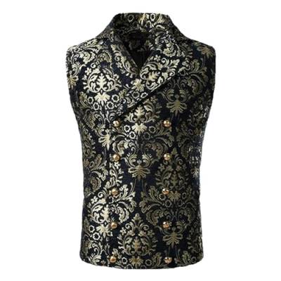 Herren Anzugweste Einstecktuch Taschentuch Jacquard Weste Viktorianischen Doppelreiher Weste Anzugweste Business Anzug Weste Formal Seidenweste Gilet Herrenbekleidung Ärmellose für Hochzeit Groomsmen von Gefomuofe