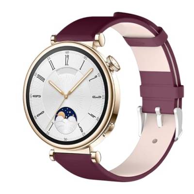 18mm Armband Kompatibel mit Huawei Watch GT 4 41mm Lederarmband, Klassisches Leder Uhrenarmband Erstatzband Uhr Band Watchband mit Metallschließe (Wine, One Size) von Generic