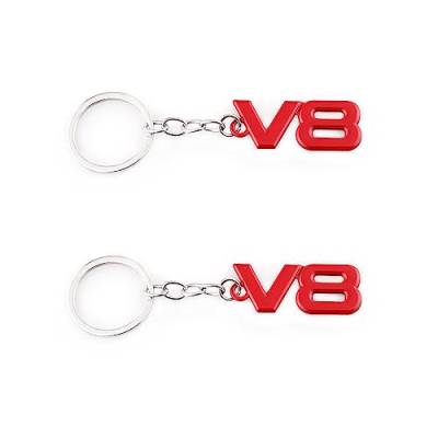 2Pcs V8 Keychain For Car Keyring Decoration Badge V8 Emblem Sticker, rot, One size von Generic