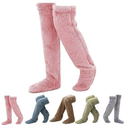 BBring Plüsch Overknee Socken Flauschig: Damen Strümpfe Stulpen Teddy Lange Beinwärmer Winter Warme Schlafsocken - Frauen Wintersocken Kniestrümpfe für Schlafen Zuhause Overknee Strümpfe von Generic