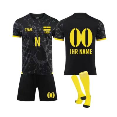 BVB Personalisiertes Fußball Trikot Kinder Personalisiert Trikot mit Namen Nummer Team und Logo Herren/Junge Football Training Tshirts Shorts und Socken Anzug A99 XX-Large von Generic