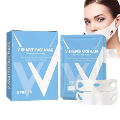 Bloskin Doppelkinn Maske wiederverwendbar,Bloskin Lifting Gesichtsmaske,V Form Face Lift Maske, V Form Gesichtsmaske Gesichtsstraffung Band für alle Hauttypen (5pcs) von Generic