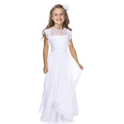 Blumenmädchenkleider Für Hochzeit Mädchen Blumenkleid Festzug Blumenspitze Kleid Brautjungfer Taufe Kleider Boho Kinder Kommunionskleid Boho Chiffonkleid Mädchen Lang von Generic