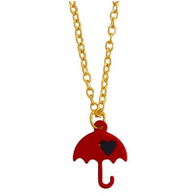 Cartoon Love Regenschirm Mode Anhänger Halskette Schwarz und Rot Paar Halskette Schmuck Einfache Kette Halskette Frauen, B, Einheitsgröße von Generic