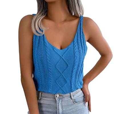 Damen Ärmellose Pailletten Weste Club Abend Damen Party Top Strapsweste Blume Top für Frauen (03C-Blau, L) von Generic