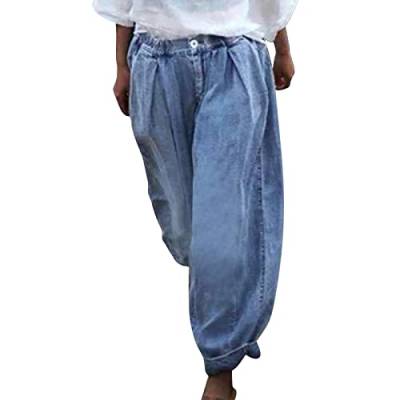 Damen Baggy Jeans Boyfriend Cropped Denim Hose mit hoher Taille Jeanshosen Herren 32/34 (new2-Blue, XXL) von Generic