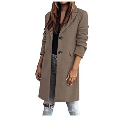 Damen Frühlingsmantel Damen Kunstwolle Dünne Mäntel Trenchjacke Damen Schlanker Langer Mantel Outwear Solide Elegante Knopfmantel Taschenjacke Gestrickter Mantel Damen von Generic