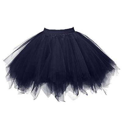 Damen Karneval Kostüm Tüllrock 50er Rockabilly Petticoat Tutu Unterrock Rock Kurz Ballett Tanzkleid Ballkleid Abendkleid Gelegenheit Zubehör (Schwarz, M) von Generic