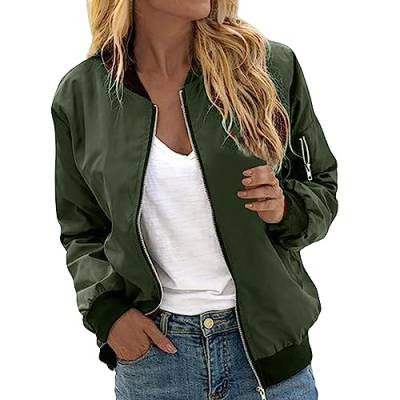 Damen Kurze Bomberjacke Winter Frauen Blouson Jacke Dünne Kurzjacke Basic Pilotenjacke Fliegerjacke Frühlingsjacke Übergangsjacke Kurz Outwear College Jacke Leichte Pilotenjacke von Generic