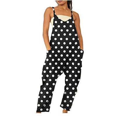 Damen Latzhose Sommer Overall Jumpsuit Oversize Trägerhose Lässig Loose Bib Pants Baggy Strampler Lang Sommerhose Ärmellose Freizeitanzug Breites Bein Arbeitshosen Bequeme Leicht Playsuit Strandhose von Generic