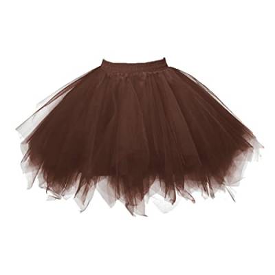 Damen Tüllrock 50er Rockabilly Petticoat Tutu Unterrock Kurz Ballett Tanzkleid Ballkleid Abendkleid Karneval Damen 80er Puffy Tüllrock Tütü Röcke Tüll Petticoat von Generic