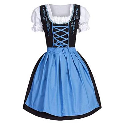 Dress for Fun Mini-Dirndl für Oktoberfest Dirndl Damen midi Trachtenkleid Besondere Anlässe Grau A Linie Rock Trachtenmode Kleid kurz für Frauen Tailliertes kurzes Dirndl in edle von Generic