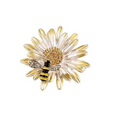 Einfache Öltropfen Emaille Legierung Biene Gänseblümchen Brosche Anzug Kragen Pin Zubehör Corsage Abzeichen Männer Frauen Brosche Schmuck 1 Stück Kleine Broschen Set (b-Yellow, One Size) von Generic