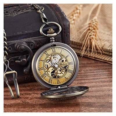 Fashion Vintage Personalisierte mechanische Taschenuhr Herren Damen Handaufzug Vintage Taschenuhr Uhr Herren Uhr (B) von Generic